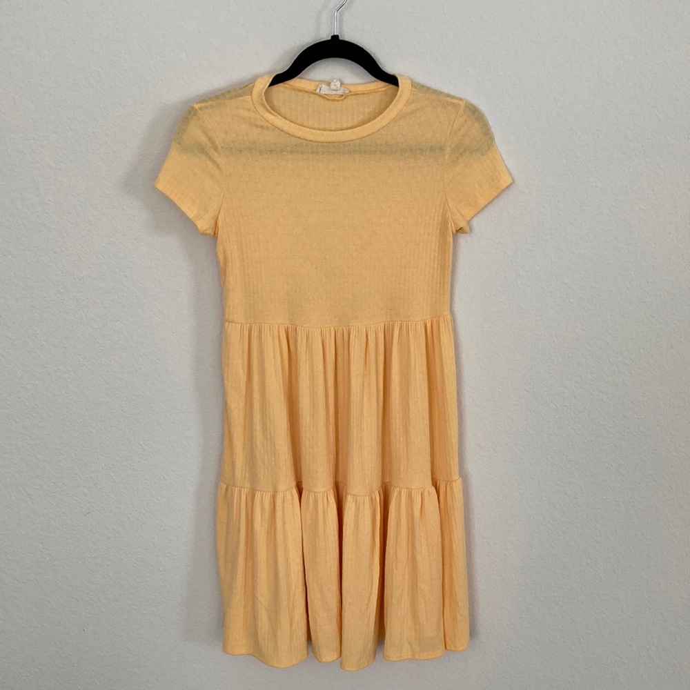 See You Monday Yellow Tiered Babydoll Dress
